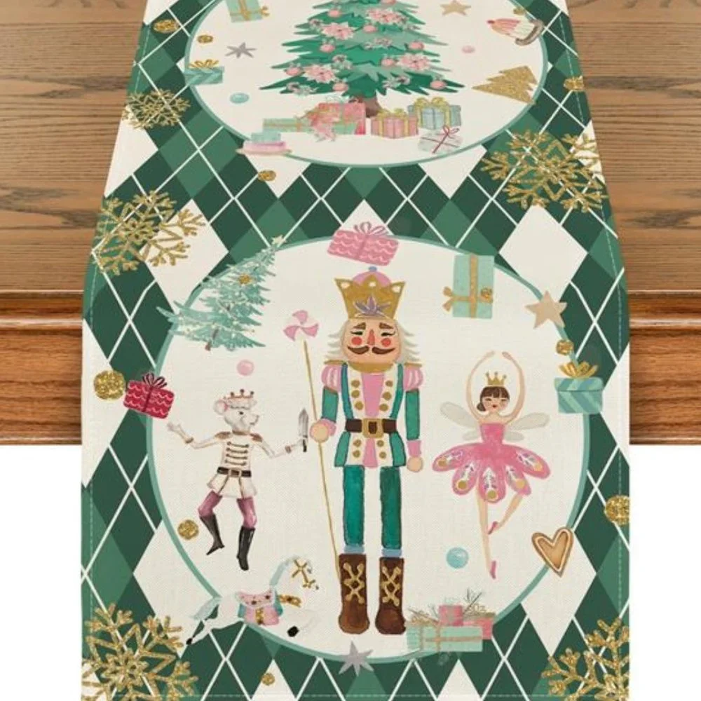 Nutcracker Table Runner Christmas Decor Xmas Holiday Decoration Decorative Cloth